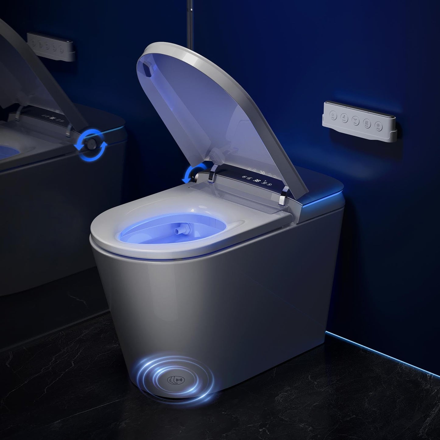 RekeSmt Smart Toilet with Bidet, ADA Comfort Height, UV-C Light, Foam Shield, Auto Open Close & Men's Urinal Auto Flush, 12" Rough-in One Piece Bidet Toilet with Tank, RKS-X700 MAX