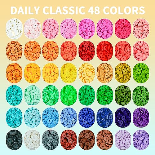 Friendship Bracelet Kit, 14,000pcs 48 Colors Bracelet Making Kit Clay Beads with Number Letter Bead Set Concert Merch Arts...