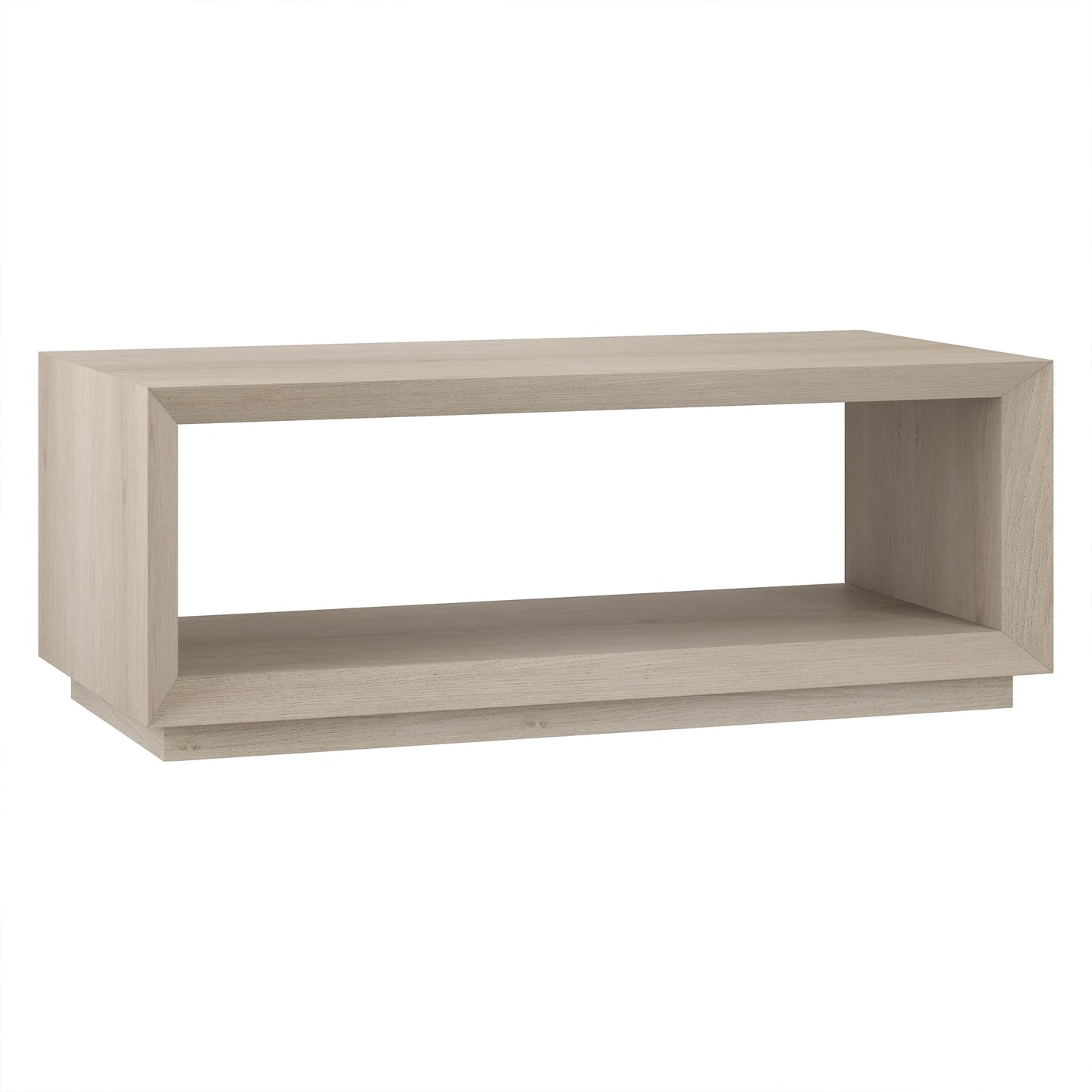 Henn&Hart 48" Rectangular Coffee Table with Open Storage Shelf for Living Room, Family Room, or Office, Beech White