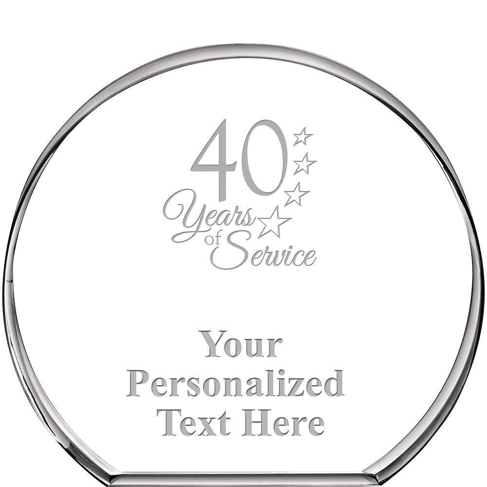 Crown Awards 40 Years of Service Standing Circle Paperweight, Custom Engraved Years of Service Crystal Paperweight Gift Prime