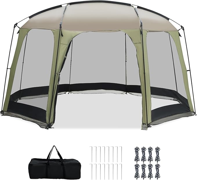 Tangkula 12.5' x 11.7' Screen House Tent, Portable Instant Camping Tent for 6-8 Persons with Dense Netting and Carry Bag, ...