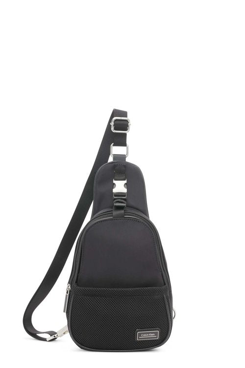 Calvin Klein Jessie Organizational Sling Backpack, Black/Silver, One Size