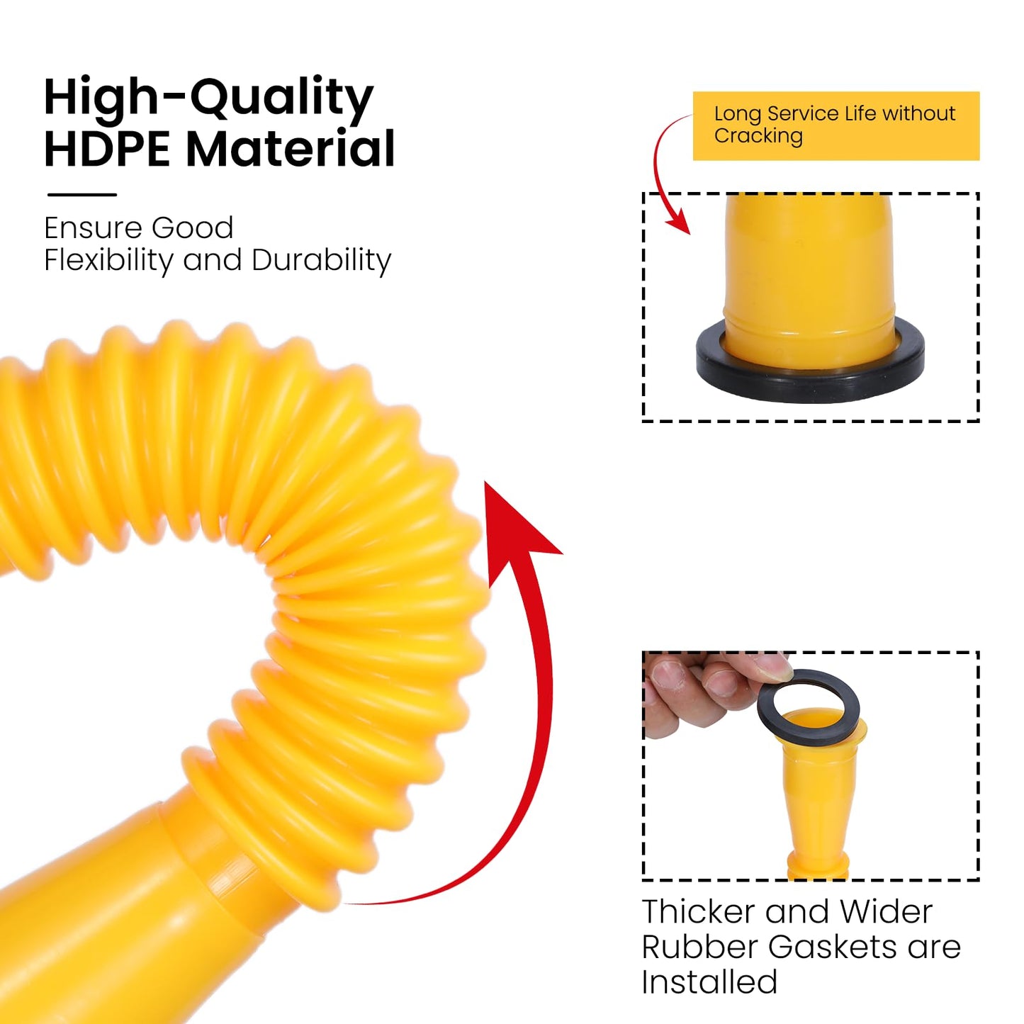 Upgraded Gas Can Spout Replacement, 3-Pack Gas Can Nozzle Leak-Proof Design, with Flexible 8.1-inch Long Spouts Easy Pour, Fuel Can Vent Caps, Drill Bit, Fit for Most 1/2/5/10 Gal Plastic Gas Cans