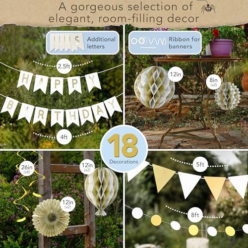 Premium Reusable Birthday Decorations - Multi-occasion Happy Birthday Banner also spells Party Day + more, Fast Assembly w...