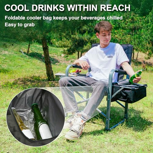 KingCamp XXL Oversized Directors Chair with Side Table, Heavy Duty Camping Chairs 600lbs with Cooler Bag, Portable Folding...