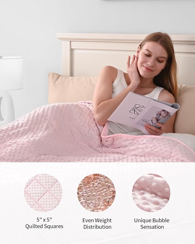 Mr. Sandman Weighted Blanket for Adults, Minky Dots Heavy Blanket for Woman,Man Sleeping/Calm, Soft, Cozy and Cooling Weighted Throw Blankets, Machine Washable, 60 x 80in, 20 Pounds, Pink