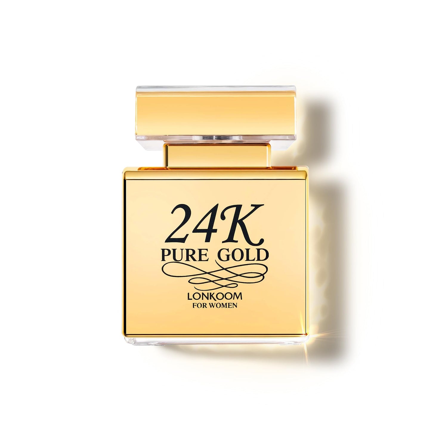 Lonkoom 24K Pure Gold Perfume for Women, Sweet Vanilla Perfumes Long Lasting Fragrance Eau de Parfum Praline Amber Fruity Strawberry Rose Musk Chocolate Notes, 3.4 Fl Oz
