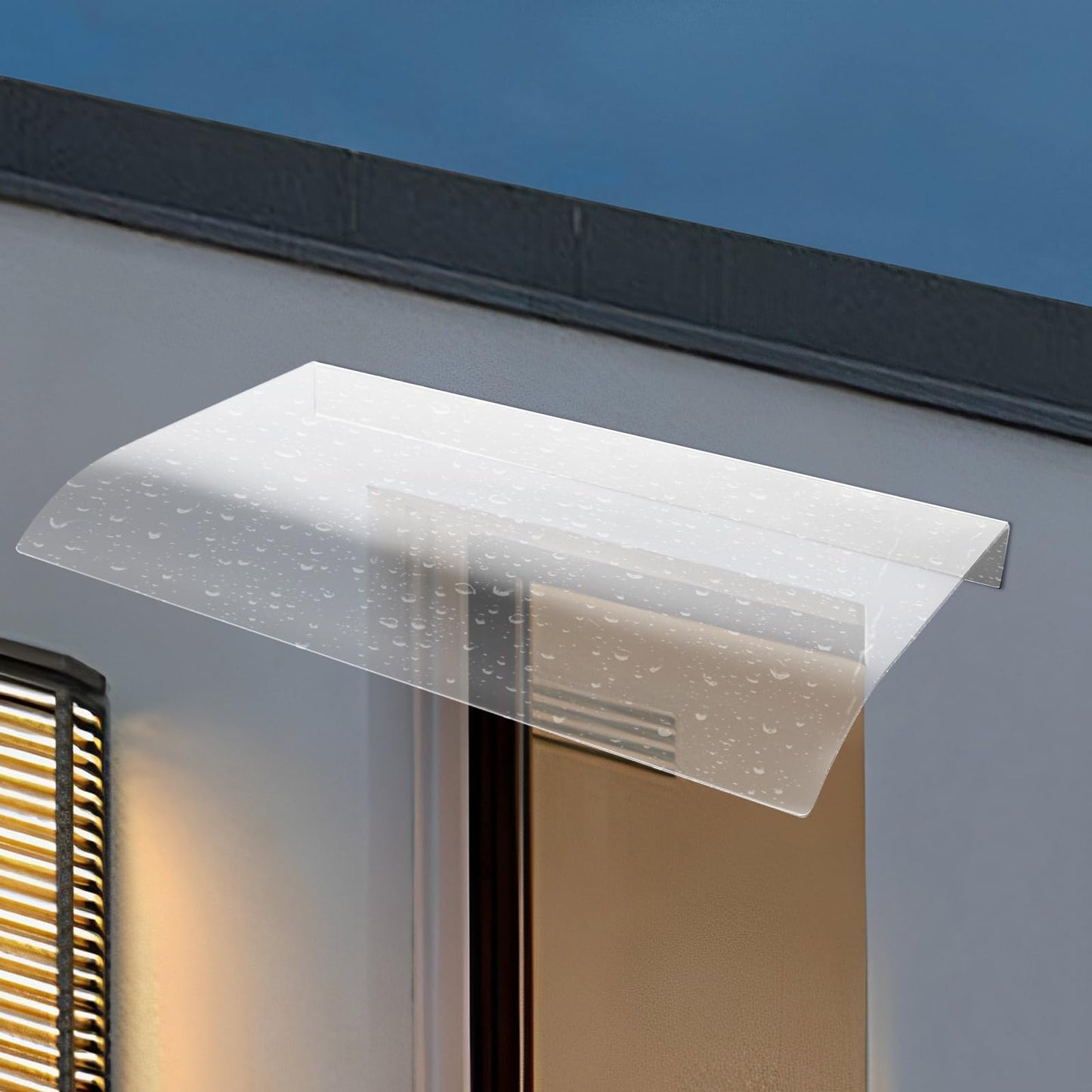Awning Canopy,Clear Rain Shelter Cover,Window Awning Door Canopy, Patio Awning Canopy,Door Awning Polycarbonate Outdoor Entrance Awning for Front & Rear Doors Windows (Clear, 13.58 * 23.62")