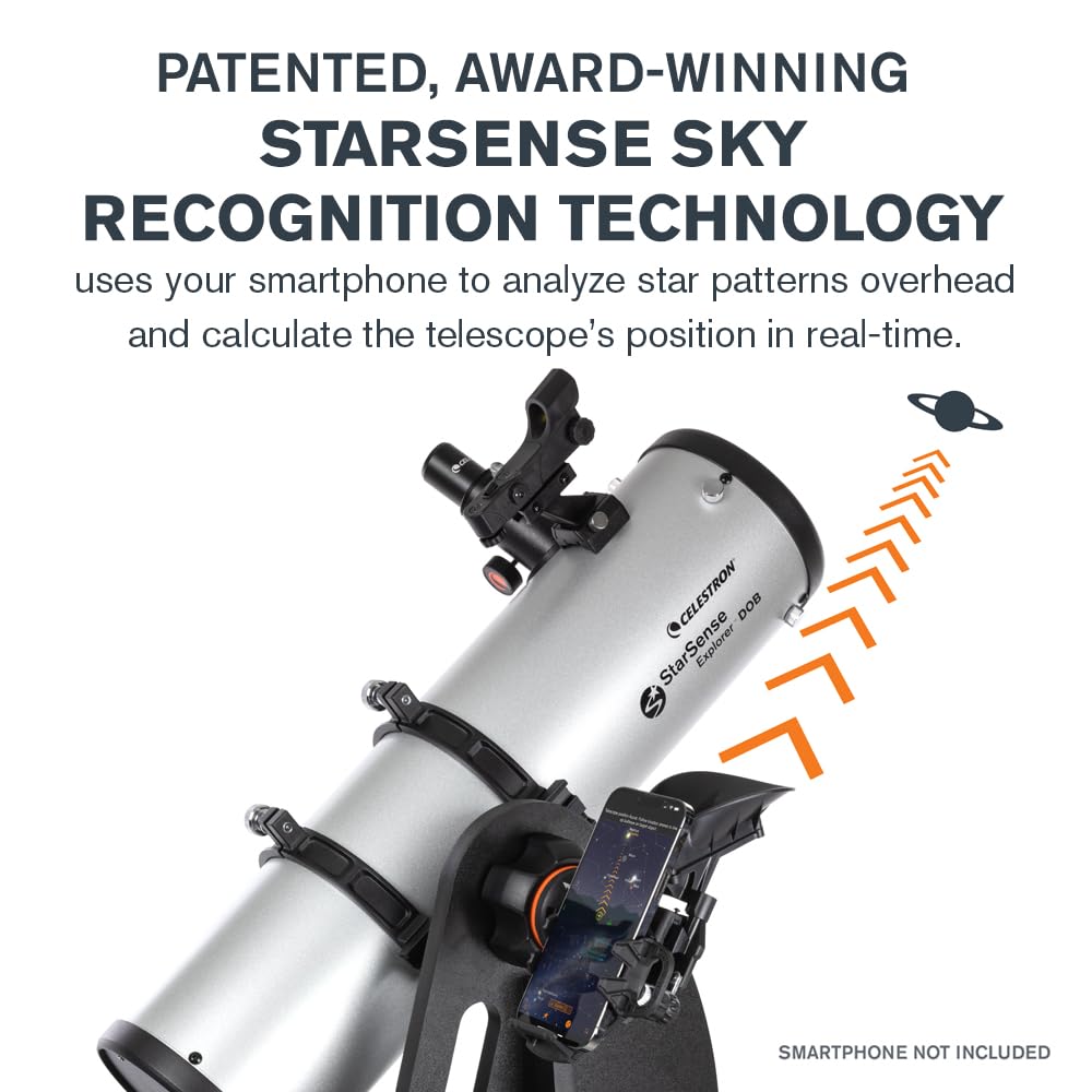 Celestron StarSense Explorer 130AZ App-Enabled Telescope – 130mm Tabletop Dobsonian with Smartphone Dock & StarSense App – iPhone & Android Compatible – Easy-to-Use for Beginners