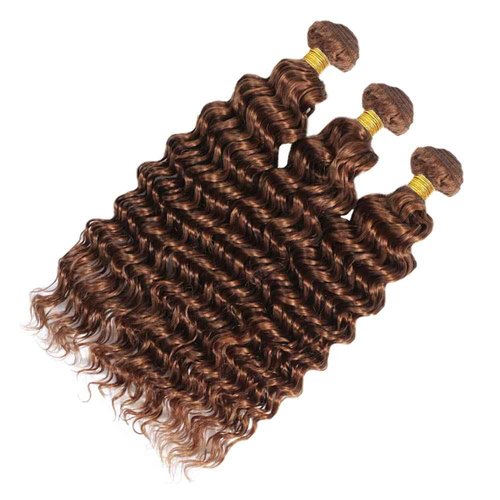 #30 Brown Bundles Human Hair Deep Wave Bundles 30 30 30 Inch Light Brown Deep Wave Bundle Unprocessed Brazilian Virgin Weave Hair 3 Bundle 50 Gram Per Bundle