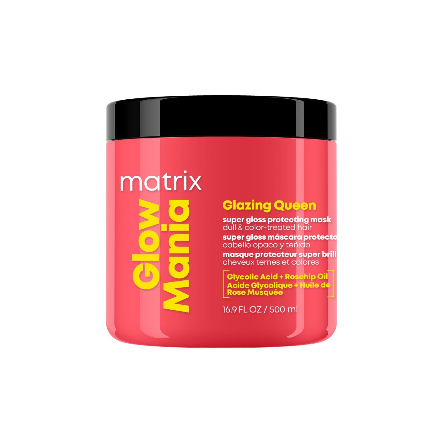 MATRIX Glow Mania Super Gloss Protecting Mask - Protects Glow and Shine, With Glycolic Acid & Rosehip Oil, For Dull & Color-Trea