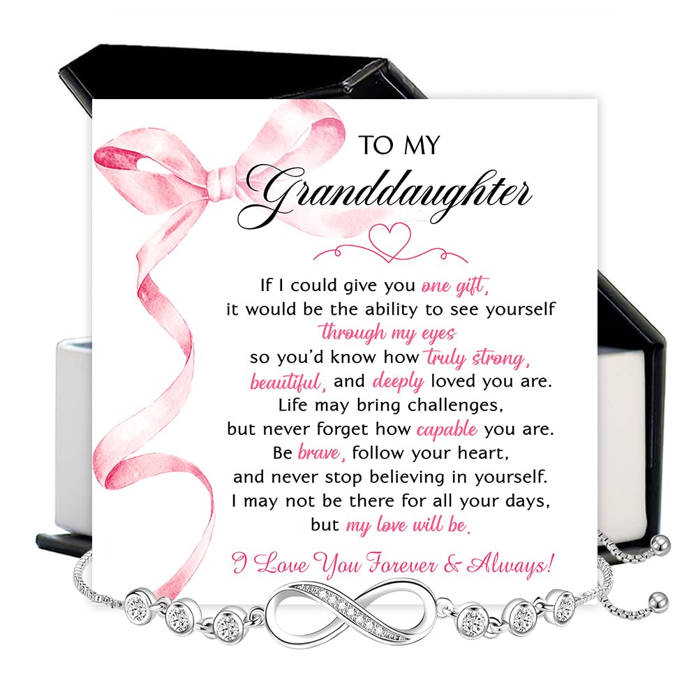 To My Granddaughter Bracelet From Grandma Grandmother or Grandpa Grandfather With Heartfelt Message & Box, Jewelry Gift For Granddaughter From Grandparents On Graduation, Birthday, Wedding, Christmas