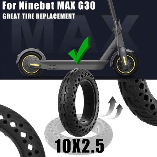 Felixstory 60/70-6.5 Scooter Tire Solid: 10x2.5 Tubeless Tires Replacement for Segway Ninebot MAX G2 G30 G30LP Gotrax G5 G6 Yume Electric Scooter,10 Inch 10x2.50-6.5 Front Rear Honeycomb Wheels 2 Pcs