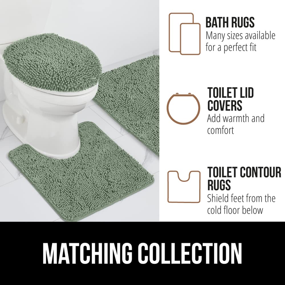 GORILLA GRIP Bath Rug Mat, Soft Absorbent Chenille, Quick Dry Microfiber Mats, Rubber Backing Washable Shower Floor Rugs, Bathmat Runner, US Designed Bathroom Home Decor Accessories 24x17 Sage Green