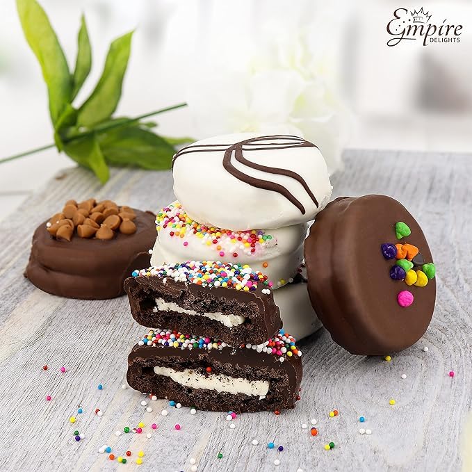 Gourmet Cookies Gift Basket - Delicious Chocolate Gift Basket Great for Birthday Treats for Women and Men - Fancy Chocolate Covered Cookies for Gifting, 6 Count