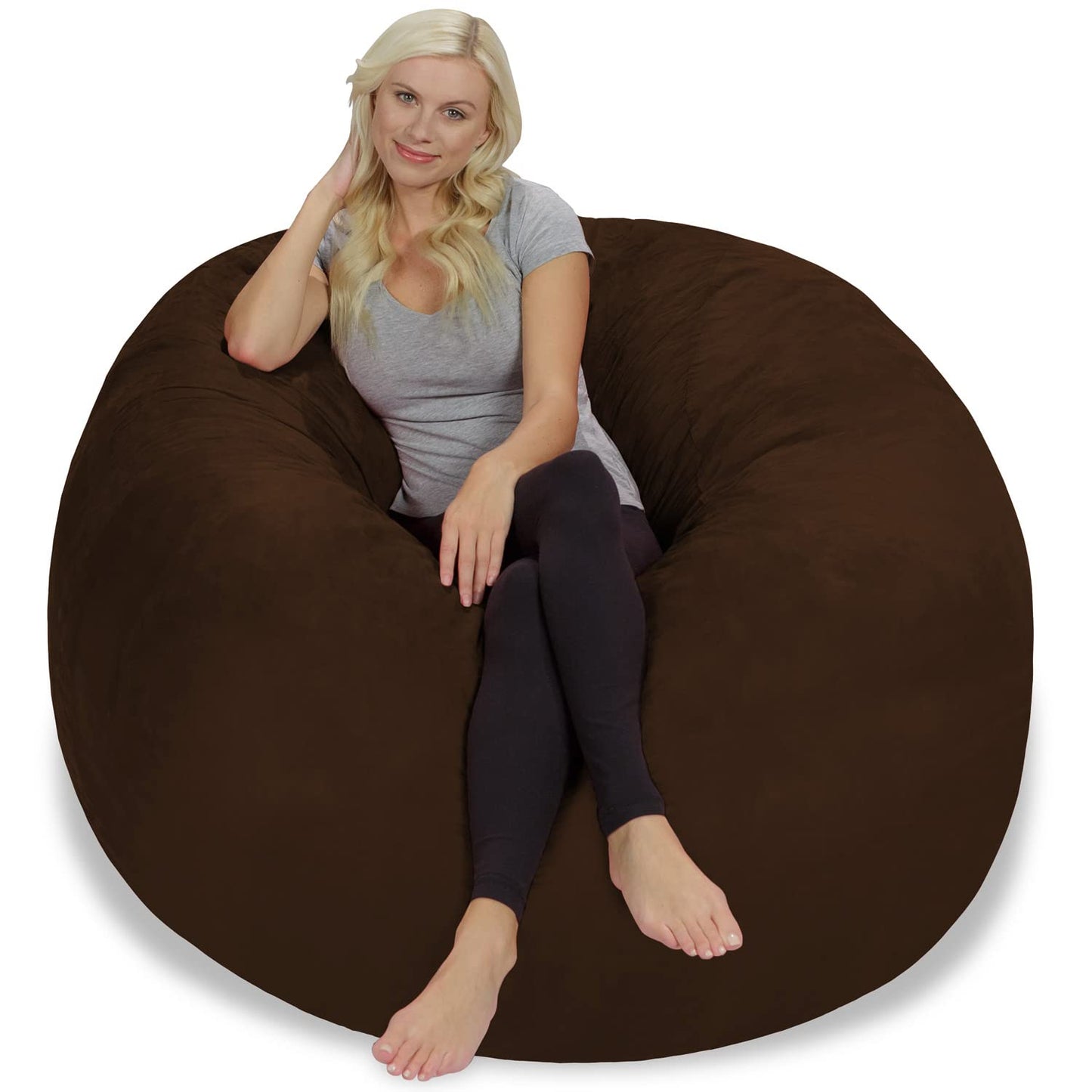 Chill Sack Bean Bag Chair: Giant 5' Memory Foam Furniture Bean Bag - Big Sofa with Soft Micro Fiber Cover - Cocoa Brown