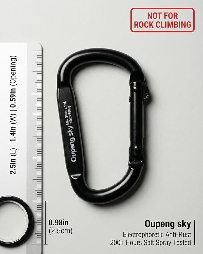 Carabiner Clip - Heavy Duty Carabiners Carabeaner D Ring Shape,Key Chain Clip Hook,Keychain Clip,Multipurpose for Camping, Hiking,Backpacking or Other Outdoor Activities.