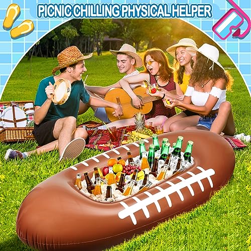 Leitee 2 Pcs Inflatable Football Drink Cooler Football Party Decoration Inflatable Field Cooler Ice Serving Bar Food Conta...