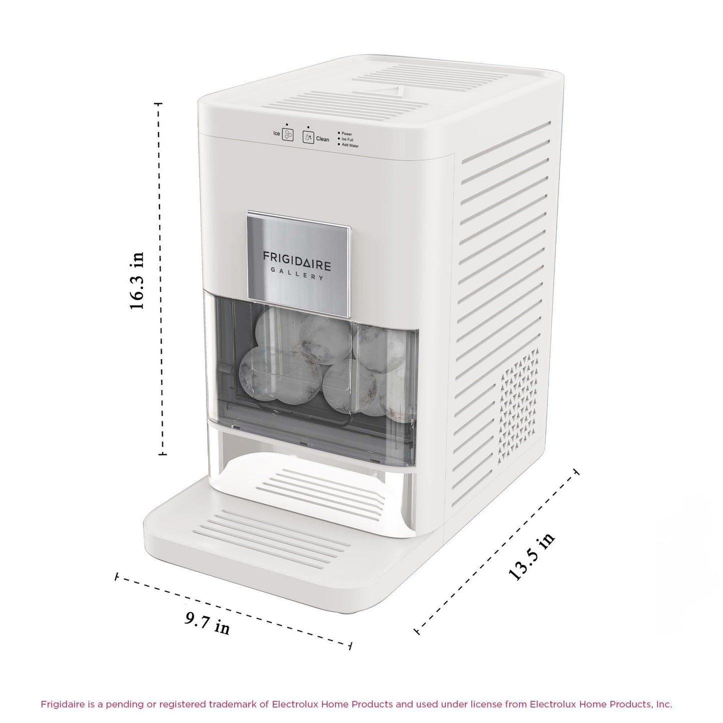 Frigidaire, Countertop Artisanal Sphere Ice Machine, Transparent Window, Gourmet Ice Maker, 84 Sphere per Day Capacity, Auto Self Cleaning Ice Making Machine (White)