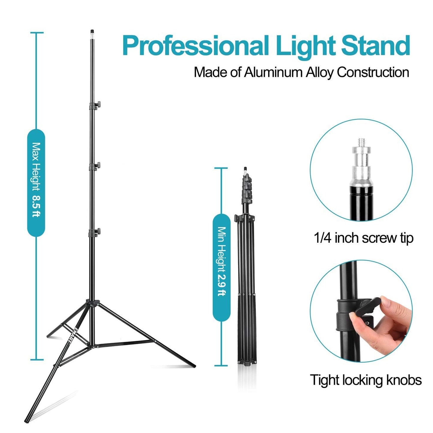 EMART 8.5FT Photography Green Screen Background Reflector Disc Holder Clip with Light Stand for Diffuser, Pop Up Backdrop, Photo, Video Studio, Meeting,Live Streaming, Youtuber