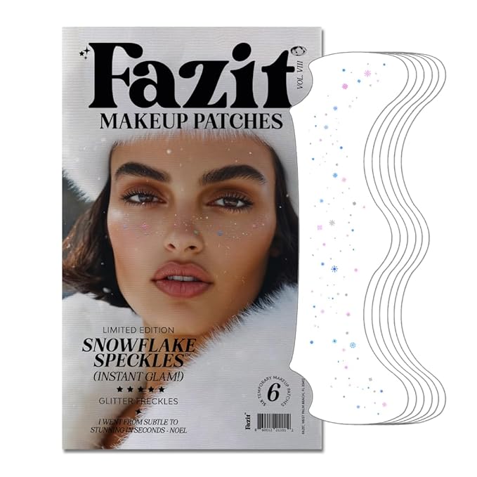 Fazit Makeup Patches - Snowflakes - Face Glitter Makeup Speckles - Glow Up Makeup Patches - Face Glitter Speckles Patches - Cute Glitter Makeup Accessories for Women - 6 Count
