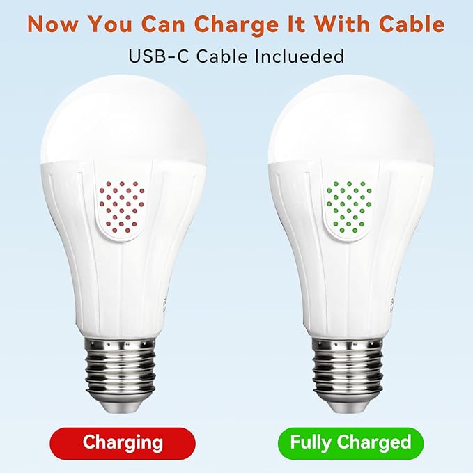 Neporal MagicGlow Rechargeable Light Bulbs with Remote, 3 Colors Shift + Stepless Dimmable Battery Light Bulbs, USB Rechargeable, A19, Up to 24 Hours (3000-6000K, 1, Count)