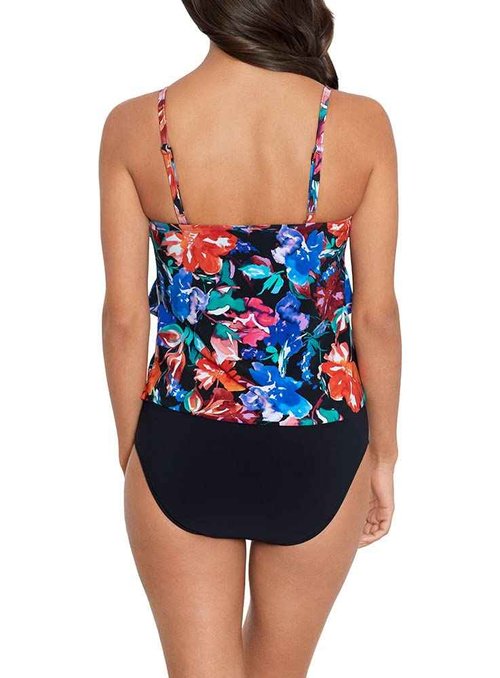 MagicSuit Women's Swimwear Flower Child Rita Soft Cup Tankini Bathing Suit Top Separate, Black/Multi, 08