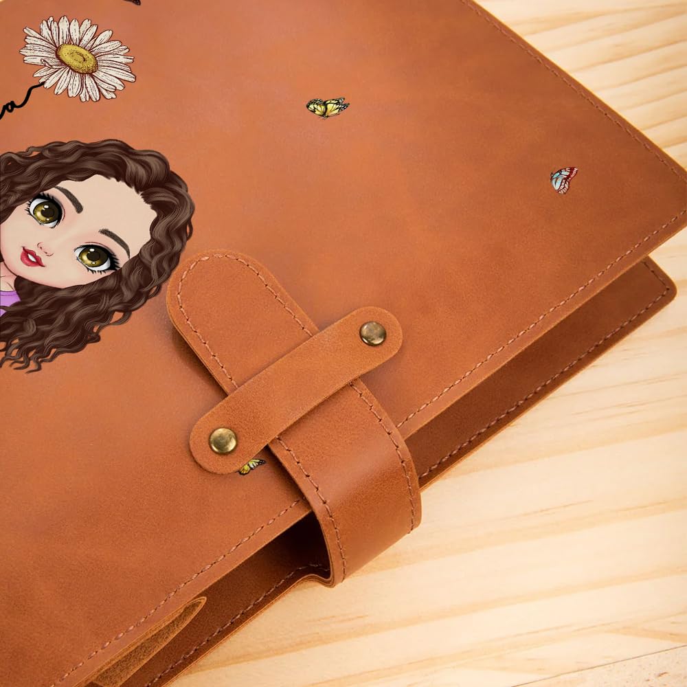 CALLIE Personalized A5 Sketchbook Cover with Storage Pocket - Custom Name and Cartoon Character on PU Leather Notebooks Cover - Gifts for Teachers Artists Students
