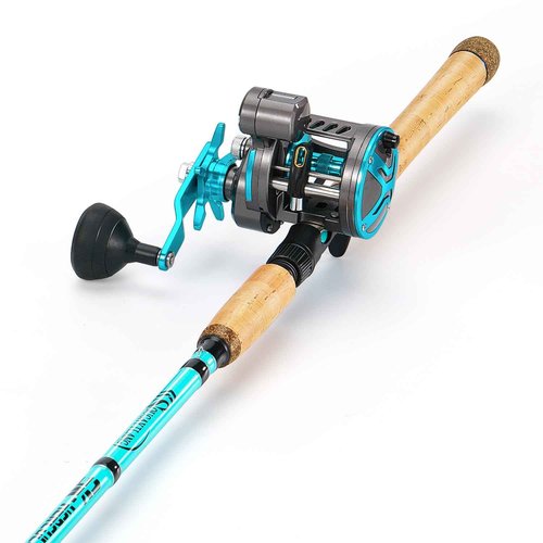 Sougayilang Inshore Fishing Rod Combo with Line Counter Fishing Reel Suitable for Catfish, Salmon/Steelhead, Striper Bass Fishing - Right Handled,