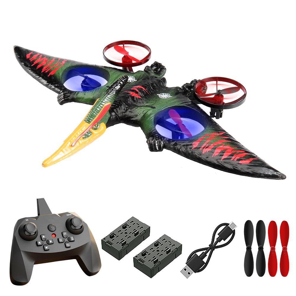 Pterodactyl Drone Dragon Toys Drones for Kids and Adults Easy to Flying Dinosaur Toys Remote Controlled Aircraft for Beginners Hobby RC Plane Toys Birthday Gifts for Boys 8-12