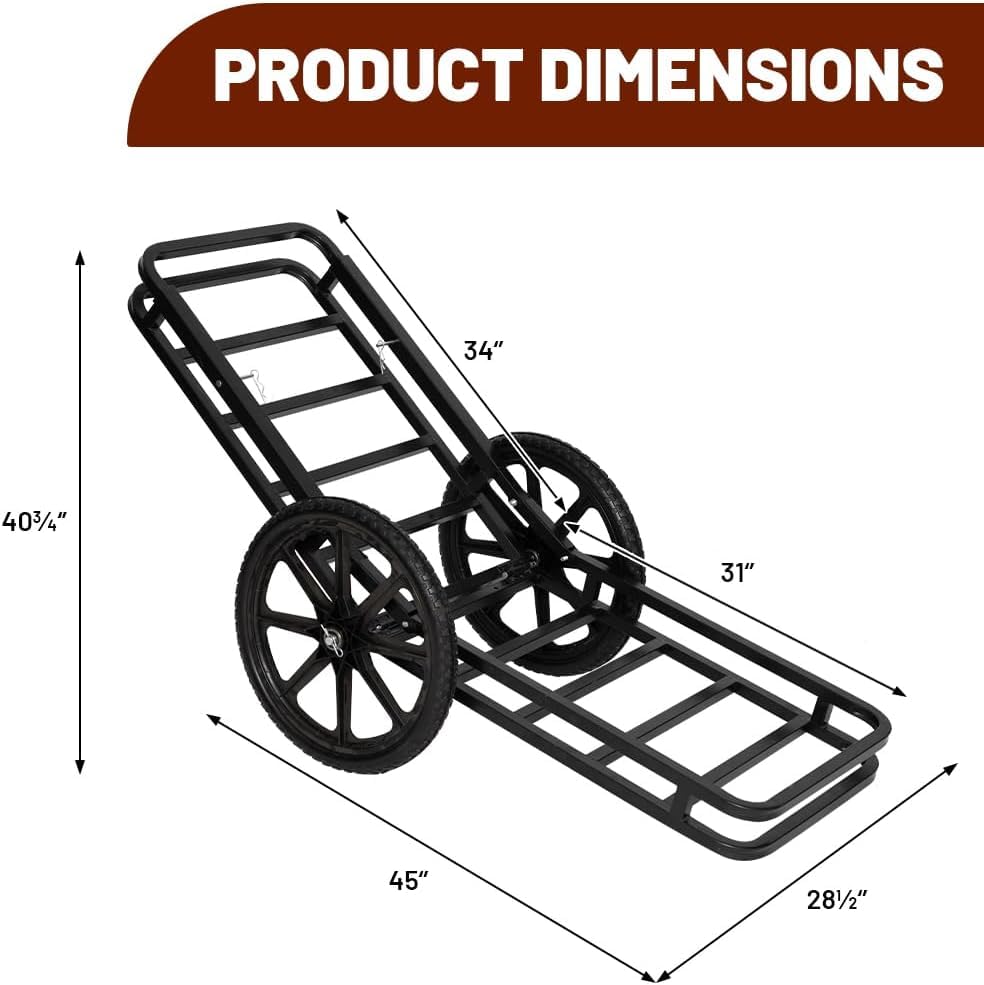 Yeeoy Deer Cart, 500 LBS Capacity Folding Game Cart with Big Wheels, Heavy Duty Steel Game Hauler Hunting Gear Accessorie...
