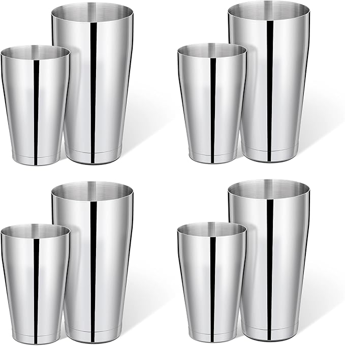 Mwellewm 8 Pcs Cocktail Shaker Boston Shaker Set Professional Bartender Kit Bar Stainless Steel Drink Shaker Bartending Ma...