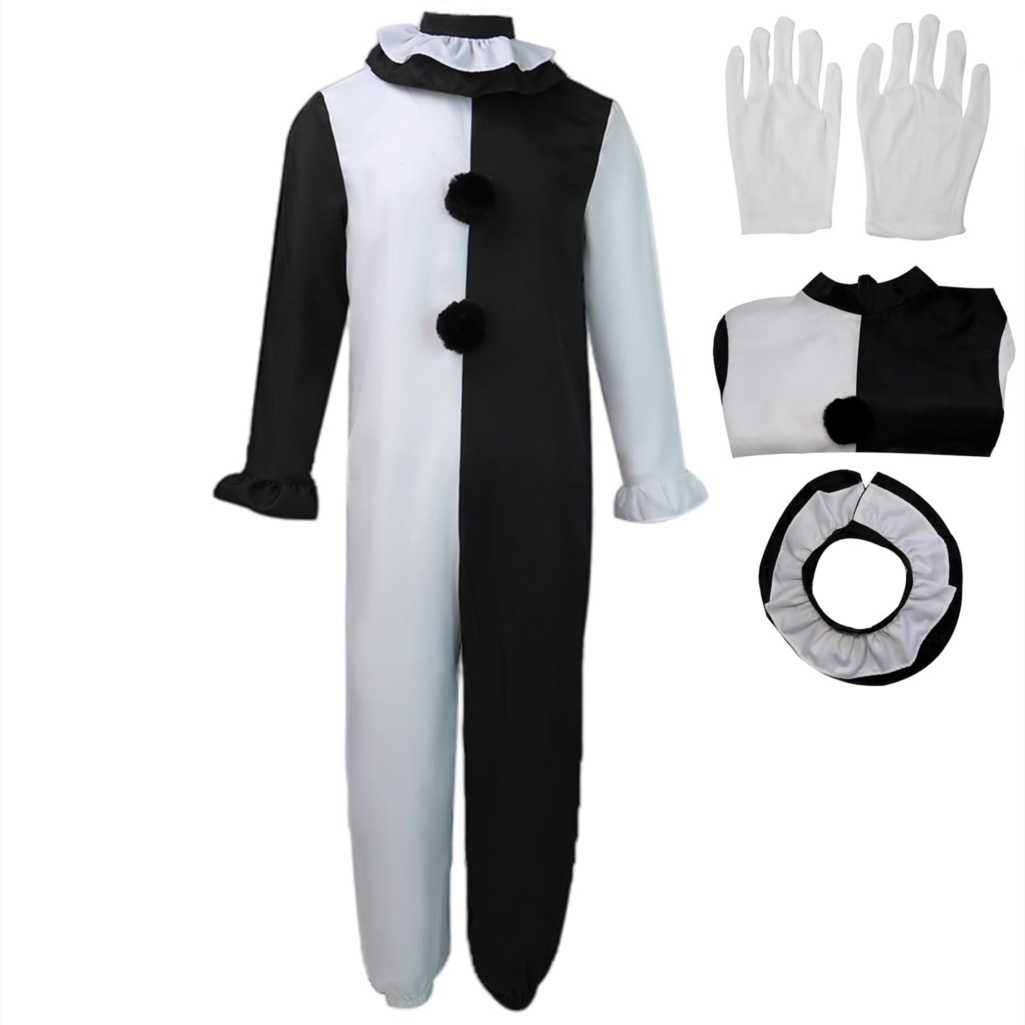 Art the clown costume Cosplay Halloween Bodysuit The Killer Clown Cosplay Costume Full Set (Jumpsuit, X-Large)