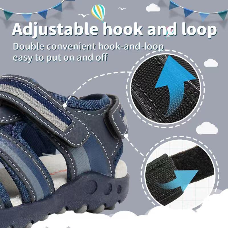 Apakowa Kids Boys Sandals Summer Outdoor Athletic Double Strap Closed-Toe Beach Sandals Sport (Toddler/Little Kid)