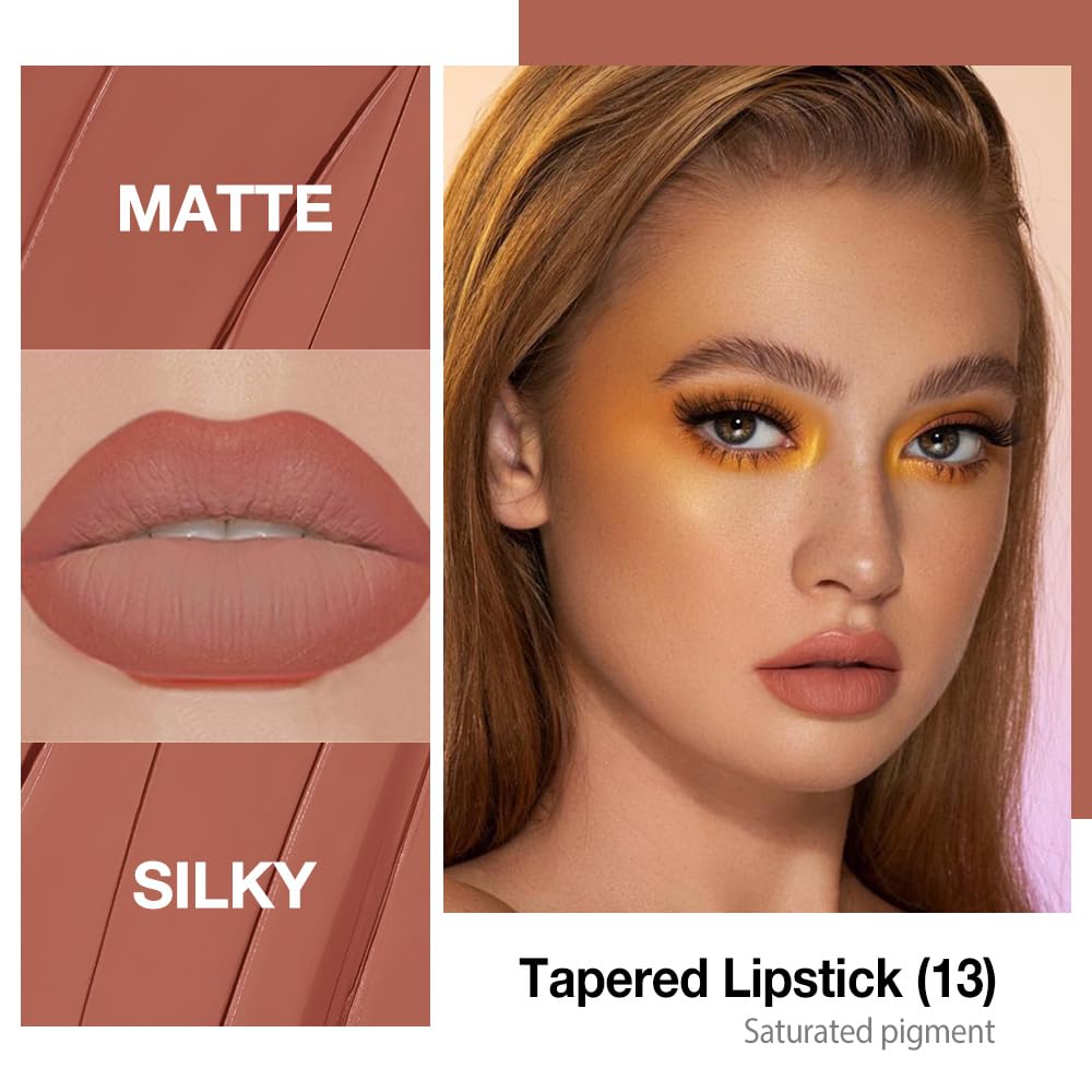 Kaely Light Brown Gradient Matte Lipstick Lip Liner Pencil for Women, 2in1 Flawless Contour Gradual Ombre Effect Lip Pencil Make