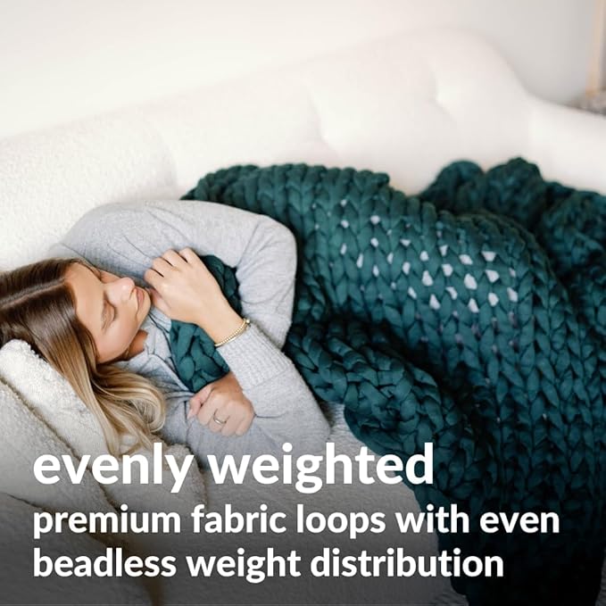 Nuzzie Chunky Knit Weighted Blanket - Breathable, Cooling, Hand Made Knit Throw Blanket for Sleep - Machine Washable, Stylish Design (Forest Green, Queen | 28lbs | 80"x80")
