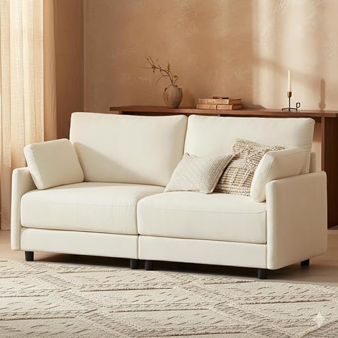 CHITA Modular Sectional Loveseat Sofa, Modern Cloud Couch for Living Room and Apartment, 2 Seat Extra Comfty Sofa, Removable Cover, Easy Assembly for Small Spaces, 73.6 Inch Width, Cream