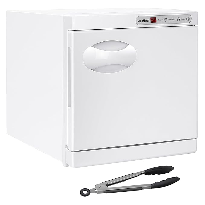 ROMECH 8L Hot Towel Warmer Cabinet, Professional Towel Heater with LED Temperature Display Setting, Towel Warmers for Spa Massage Salon Home (White, 8L)