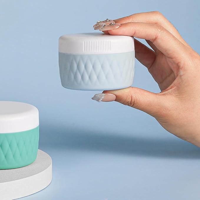 Travel Containers for Toiletries, Silicone Cream Jars BPA-Free, TSA Approved 2oz Travel Size Containers, Leak-proof Silicone Jars with Lid for Cosmetic Face Hand Body Cream (4 Pack)