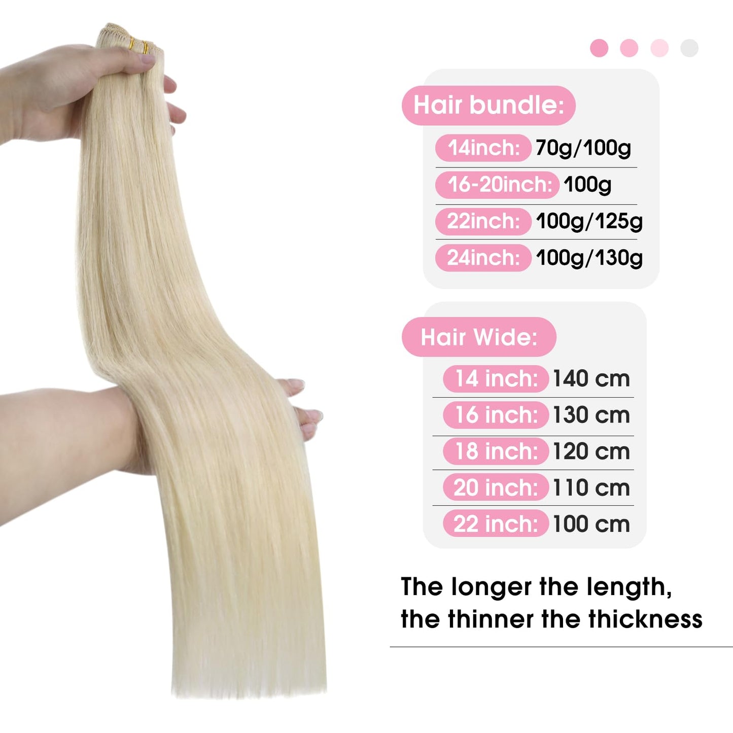 YoungSee Hand Tied Hair Extensions Platinum Blonde Hair Weaves Blonde Hair Weaves Hand Tied Weft Extensions Double Weft Hair Ext