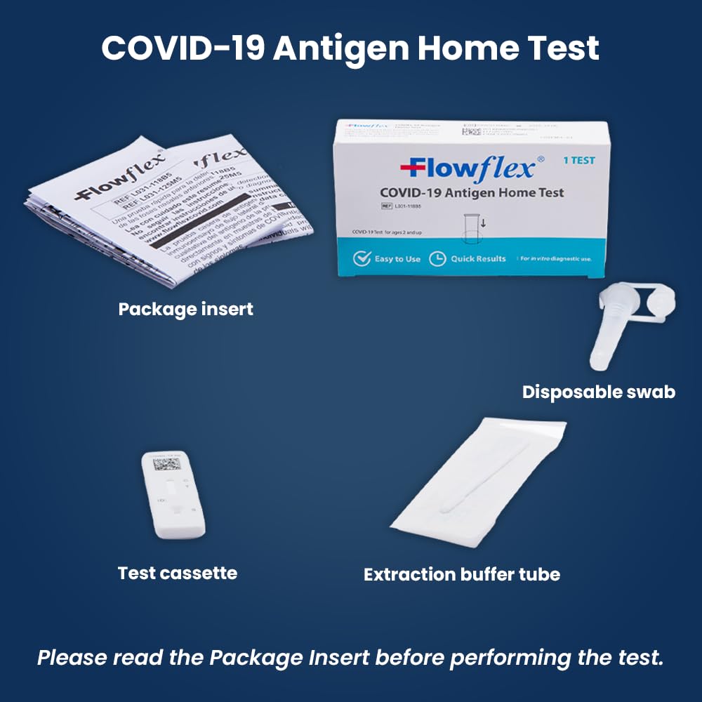 COVID Home Test Kit by Flowflex, Rapid Results in 15 Minutes, Trusted OTC COVID-19 Antigen Testing Kit, FSA and HSA Eligible, Easy to Use & No Discomfort, 1 Pack 5 Tests