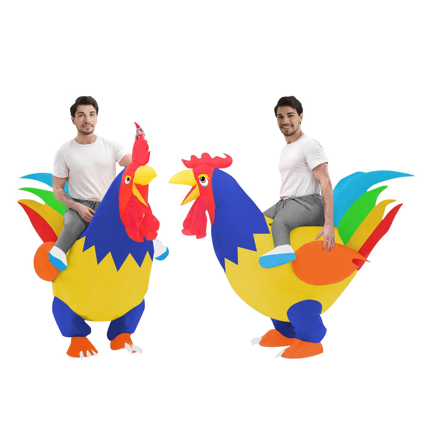 DeHasion 2 Packs Fancy Dress Inflatable Rooster Costume Adult Blow-up Outfit for Adult/Halloween/Canival (Rooster*2)