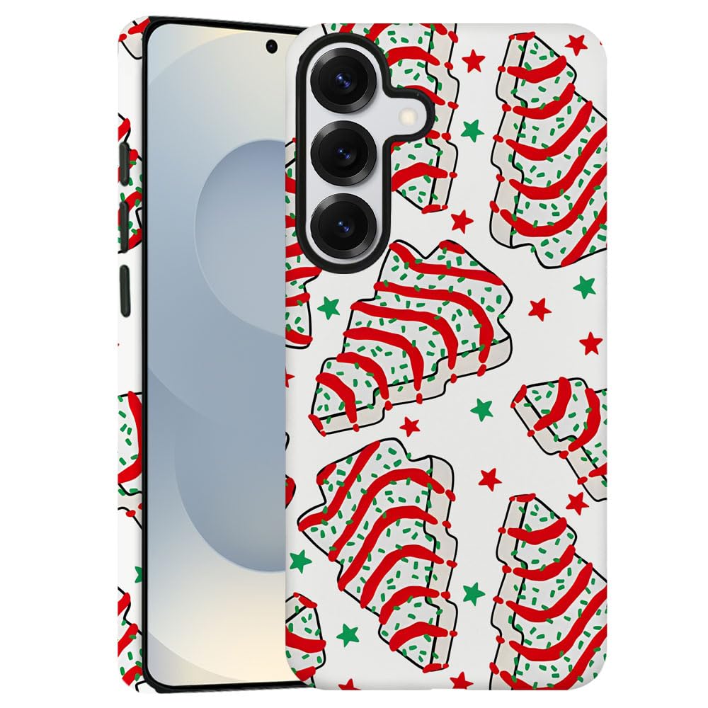 TnXee Case for Samsung Galaxy S25,Merry Christmas Tree Red Phone Case Drop Resistant Frosted 2 in 1 Solid Dual-Layer Cover for G