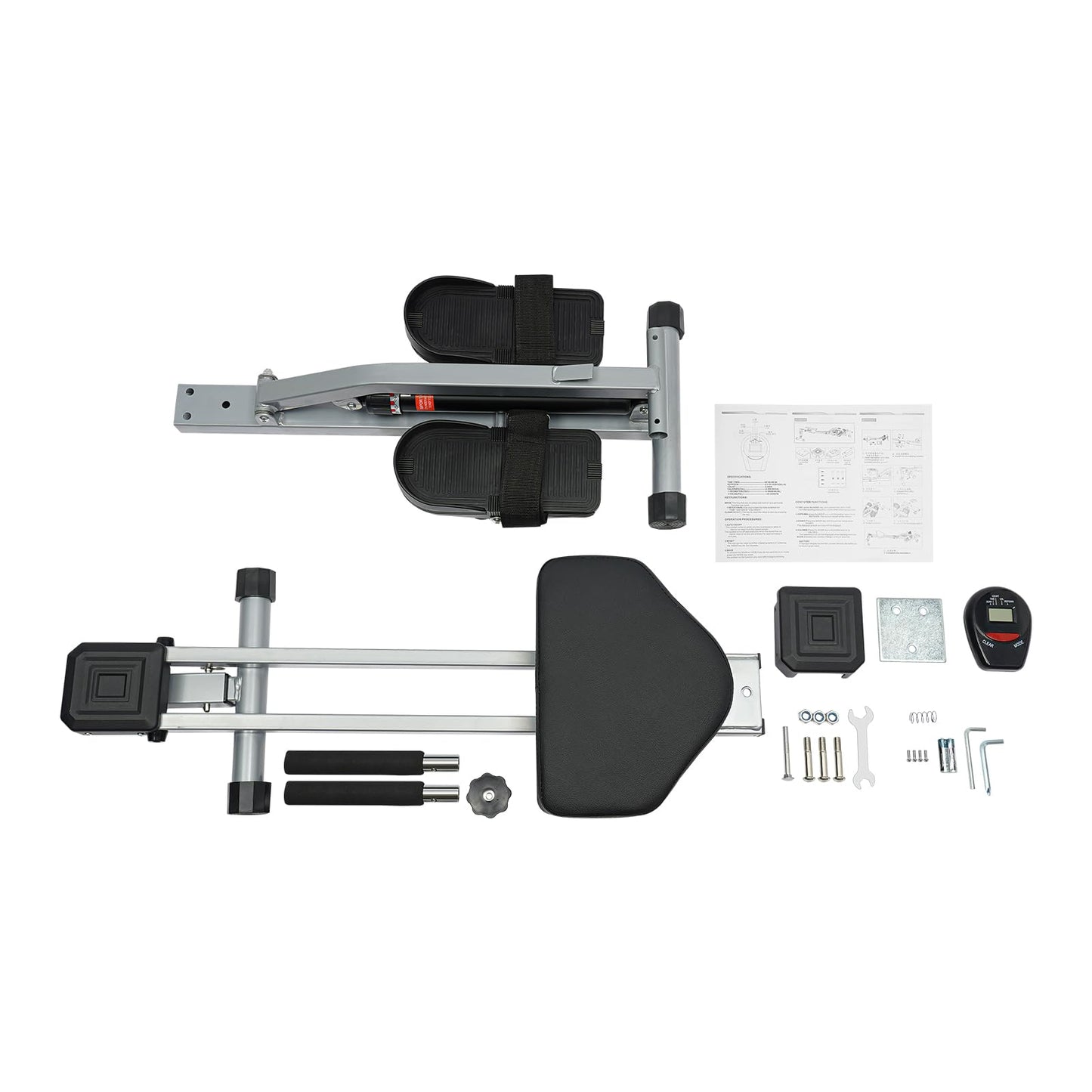 Erhdexzhg Hydraulic Rowing Machine LED Meter,Foldable Rowing Exercise Machine with 12 Resistance Levels and 3 Height Levels,Dual Slide Rail with 265lbs Weight Capacity,Rowing Machine for Schools Homes