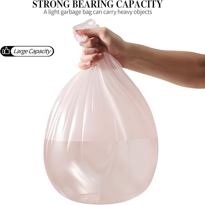 5 Rolls Small Trash Garbage Bags, 4 Gallon Strong Thin Material Disposable Kitchen Garbage Bags, Durable Plastic Trash Bags for Office Home Bedroom Garden Waste Bin, 200 Counts (Pink)