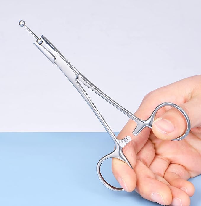 DJCIW 5mm Jaw Piercing Ball Removal Tool,Stainless Steel Dermal Anchor Forceps for Dermal Tops Unscrew or Screw Ball Pliers for Nose Septum Earrings Lip Ring