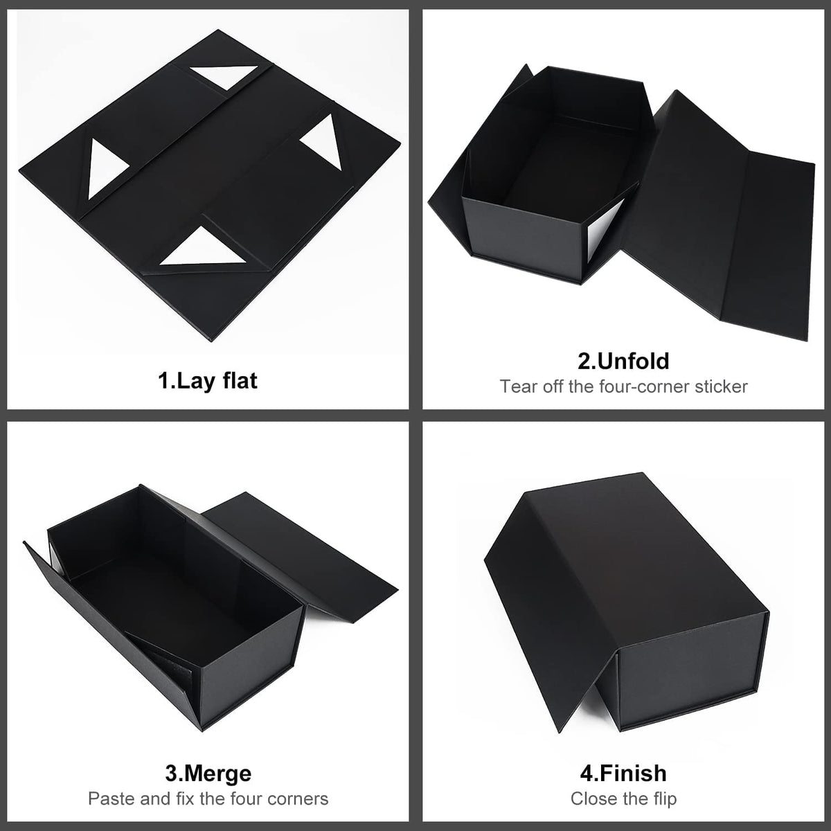 Gift Boxes Black with Magnetic Closure Lid 12" X 6" X 4" Gift Boxes for Presents,Luxury for Gift Packaging, Bridesmaid Gifts Box,Birthday Gift Box,Christmas Gift Box(5PCS)