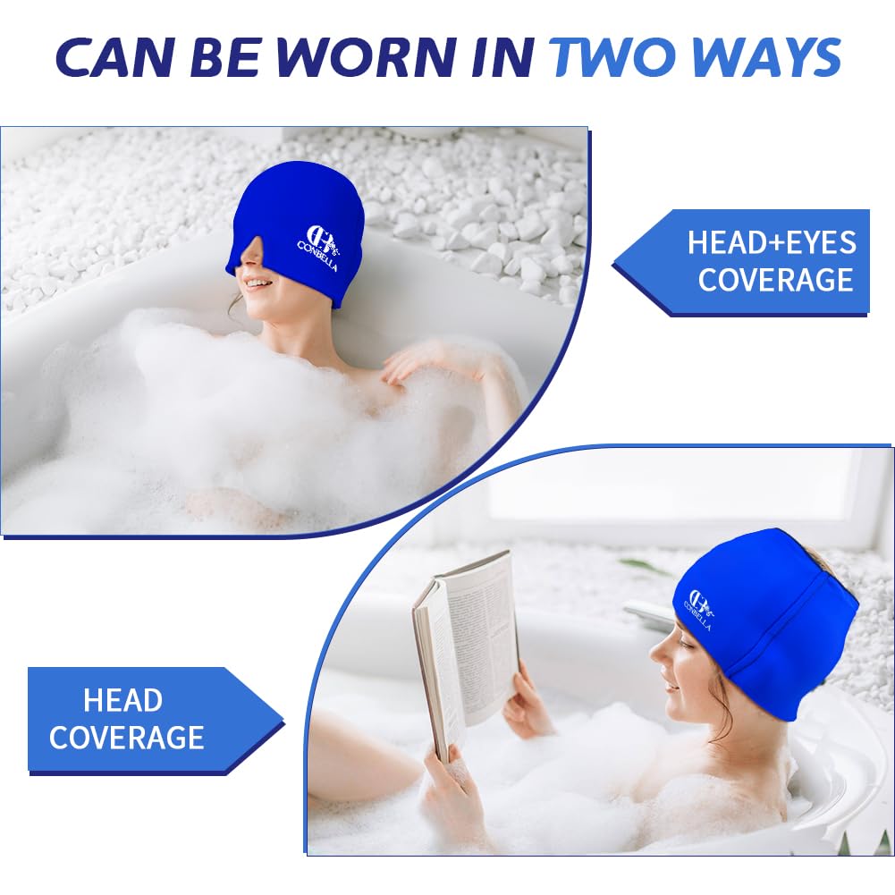 2Pcs Migraine Relief Cap, Soothing Headache Ice Face Mask Products, Hot and Cold Therapy, Migraine Headache Relief Cap for Migraine, Sinus, Puffy Eyes, Tension, Stress and Hangover (Pink+Blue)