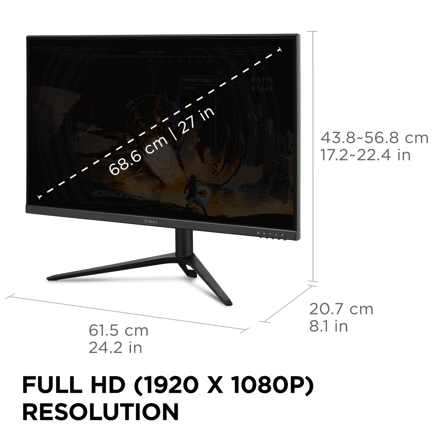 Viewsonic Vx2728J 27 Inch 1080P Ips Gaming Monitor With 180Hz, 0.5Ms, Freesync Premium, Nvidia G-Sync Compatible, Advanced Ergon