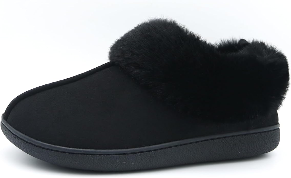 Jerzmy House Slippers for Women, Memory Foam Fuzzy Woman Slippers Suede Faux Fur with Arch Support Plush Lining Collar, Co...